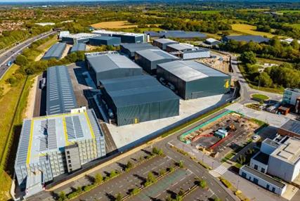 Aerial shot of Shinfield Studios film and television studios based in Reading