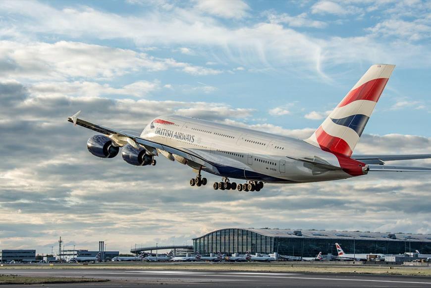 British Airways plane in flight