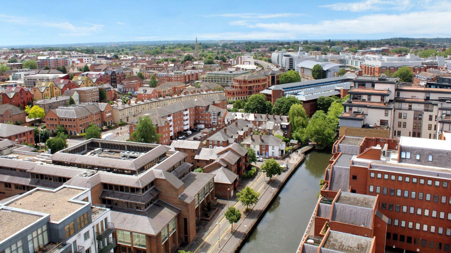 Aerial shot of Reading West Oracle