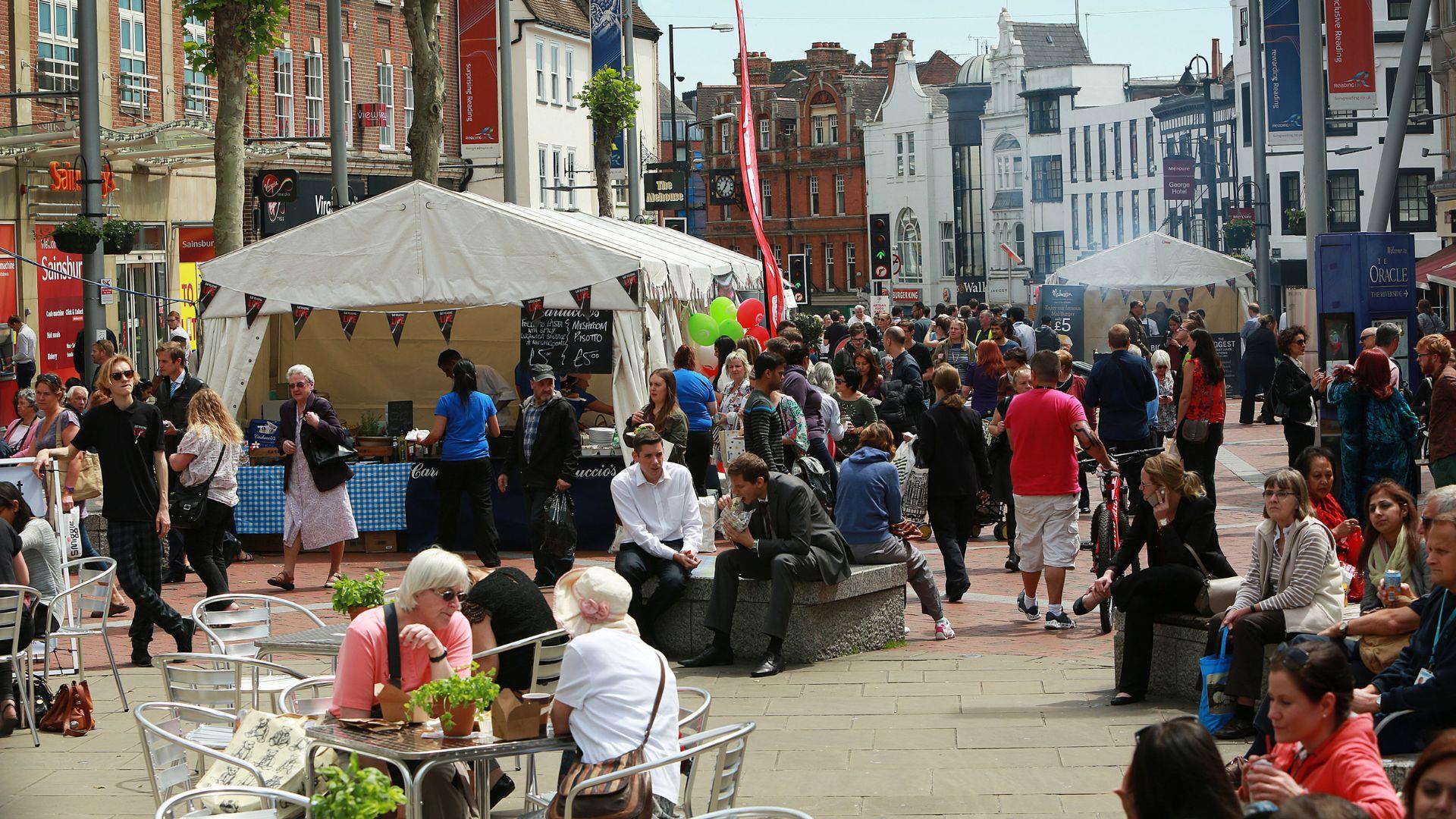 Crowds on Broad Street, Reading, at the Eat Reading street food festival