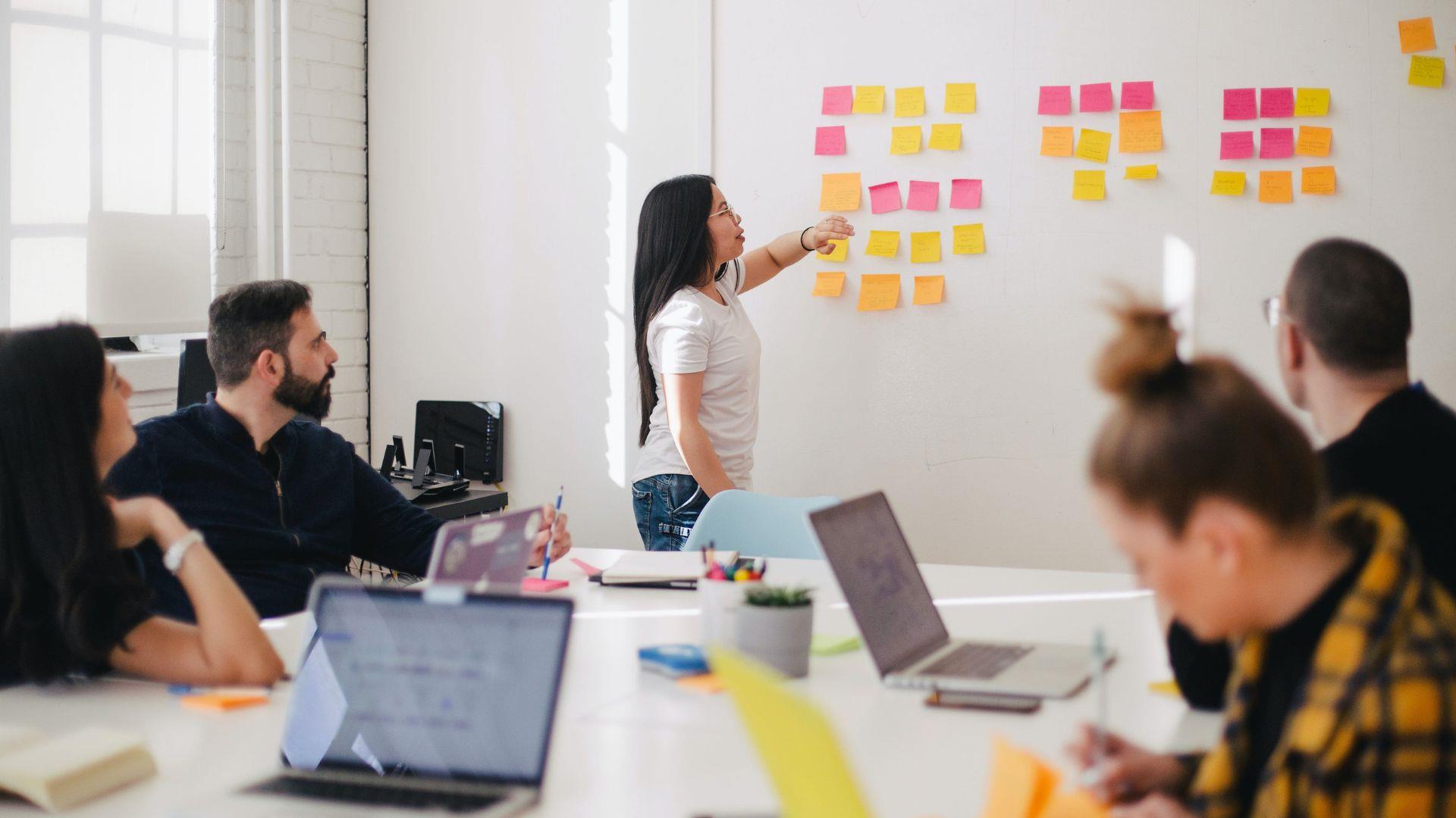 Group of people training in an office