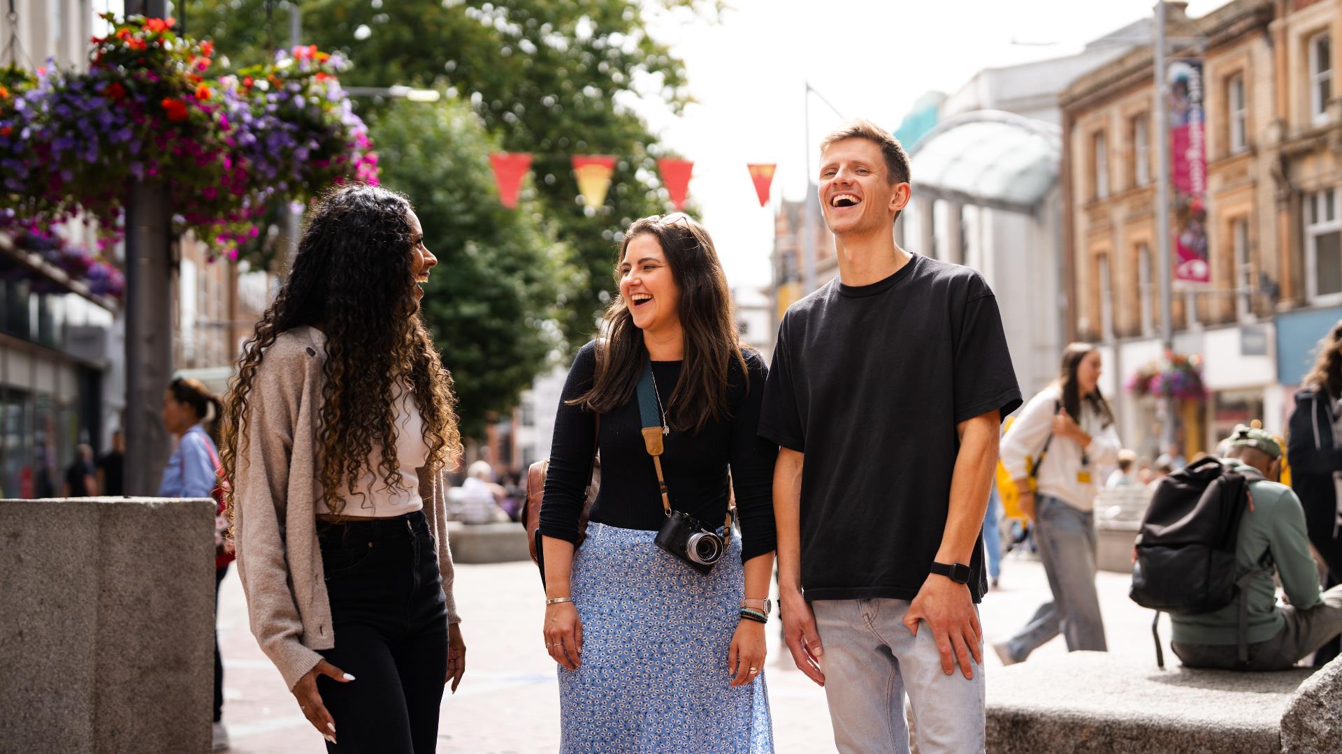 Three friends in Reading town centre