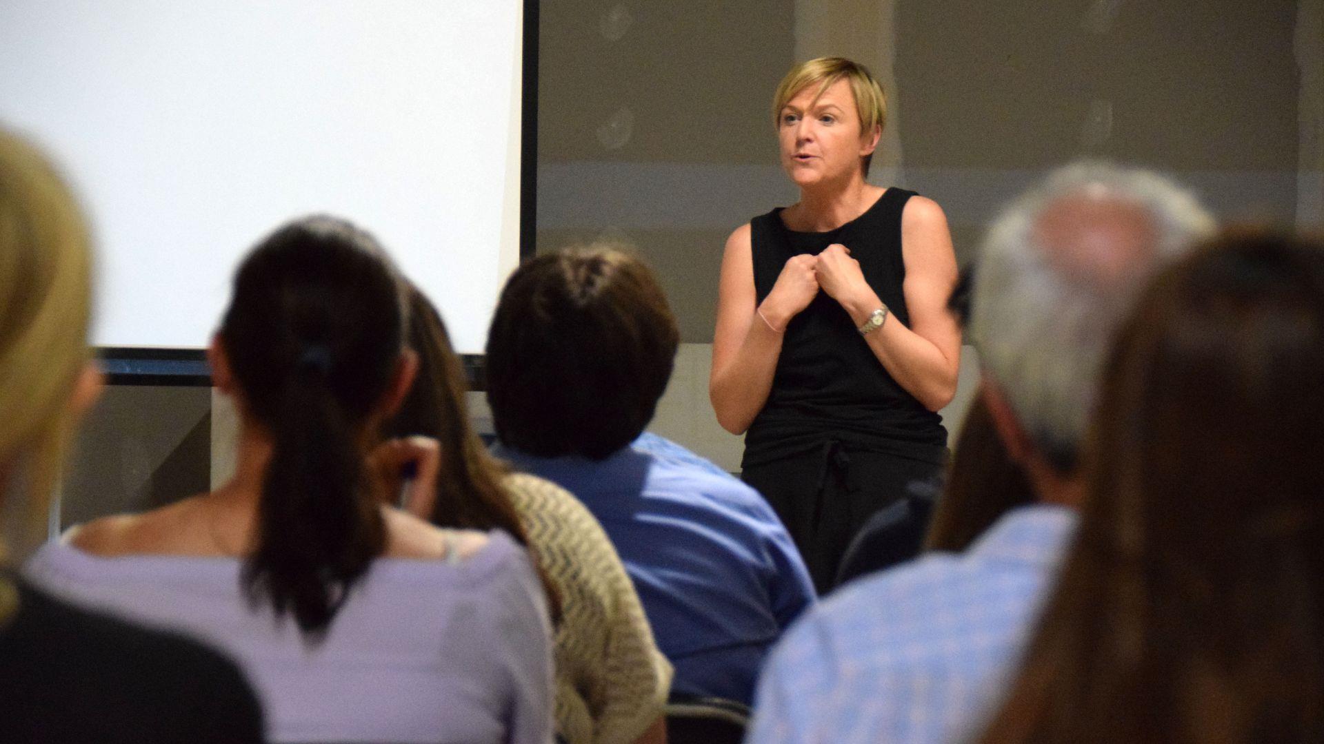 Female trainer presenting at Rebel Business School