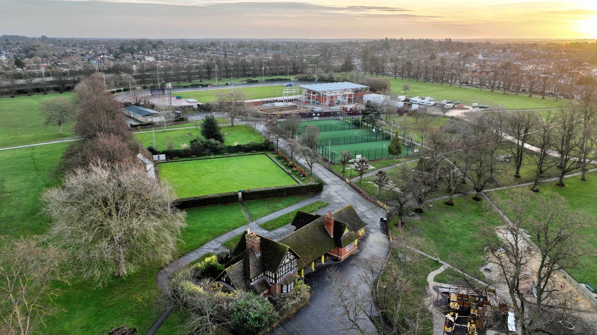 aerial view of park