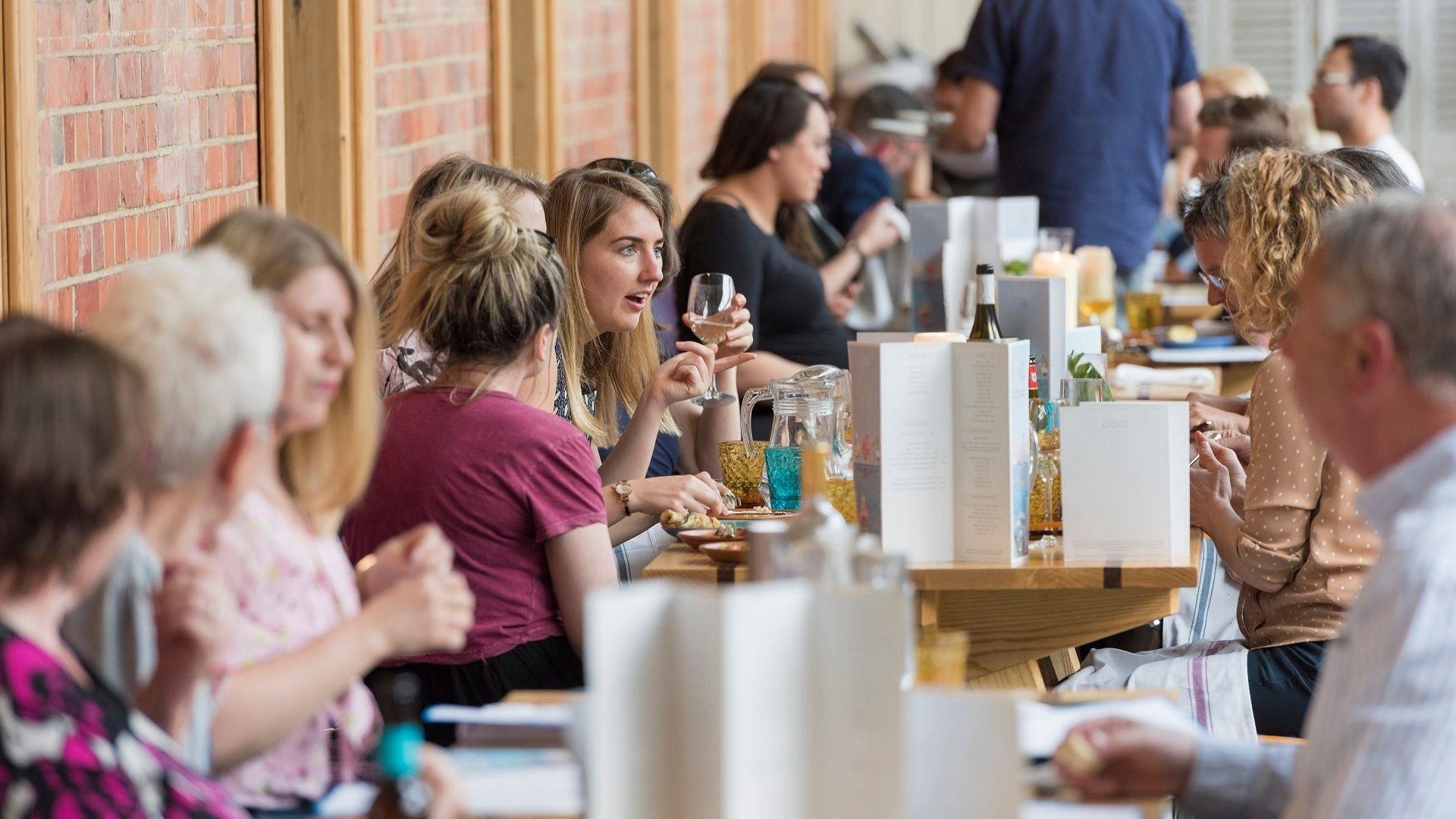 diners in Thames Lido restaurant