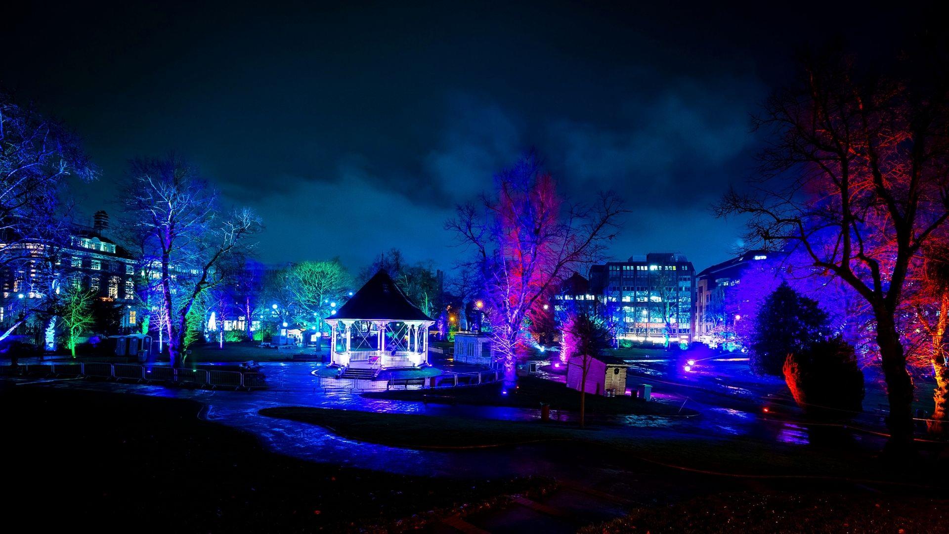 Twilight Trail light trail in Forbury Gardens