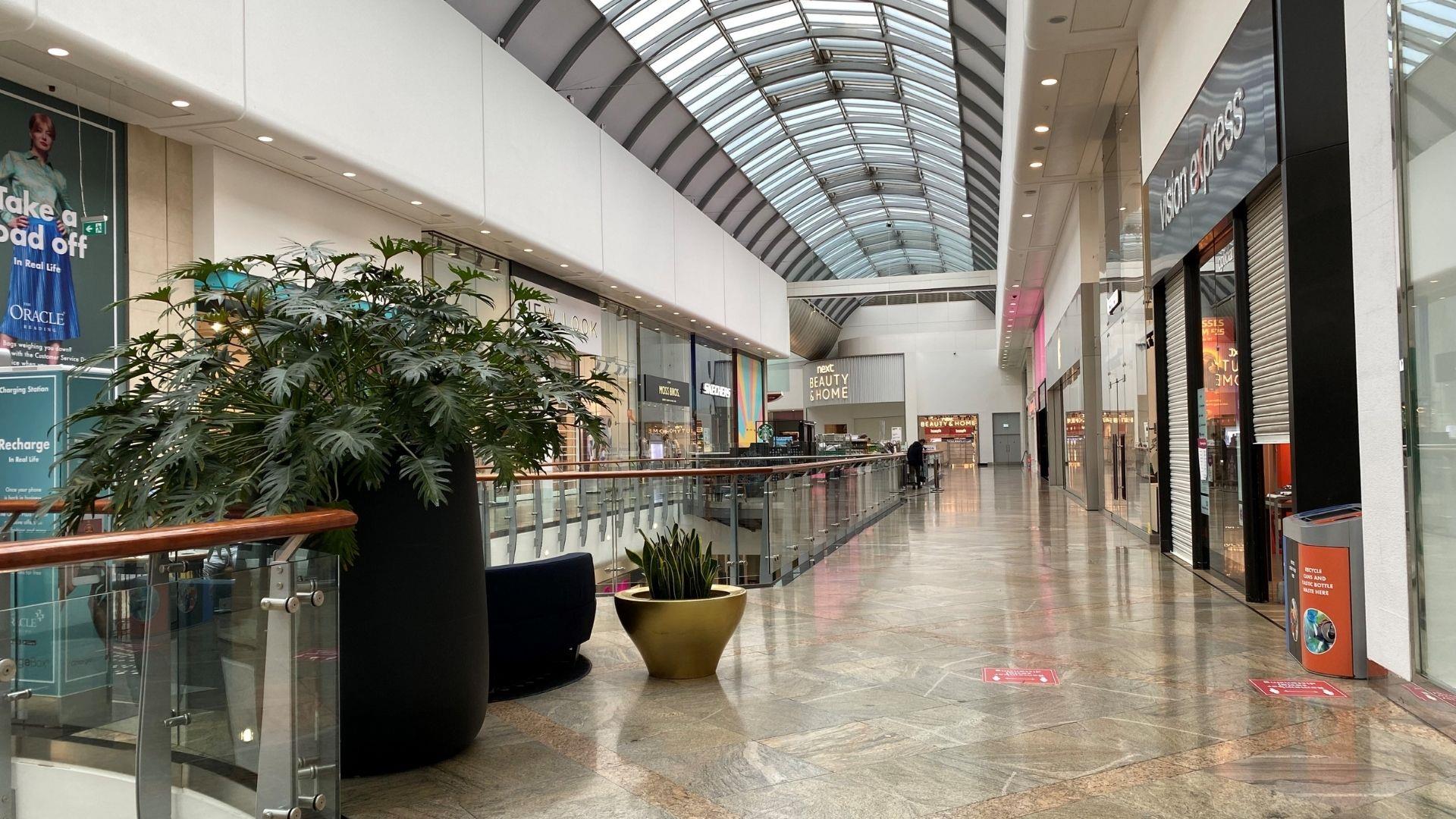 Interior shot of The Oracle Shopping Centre in Reading