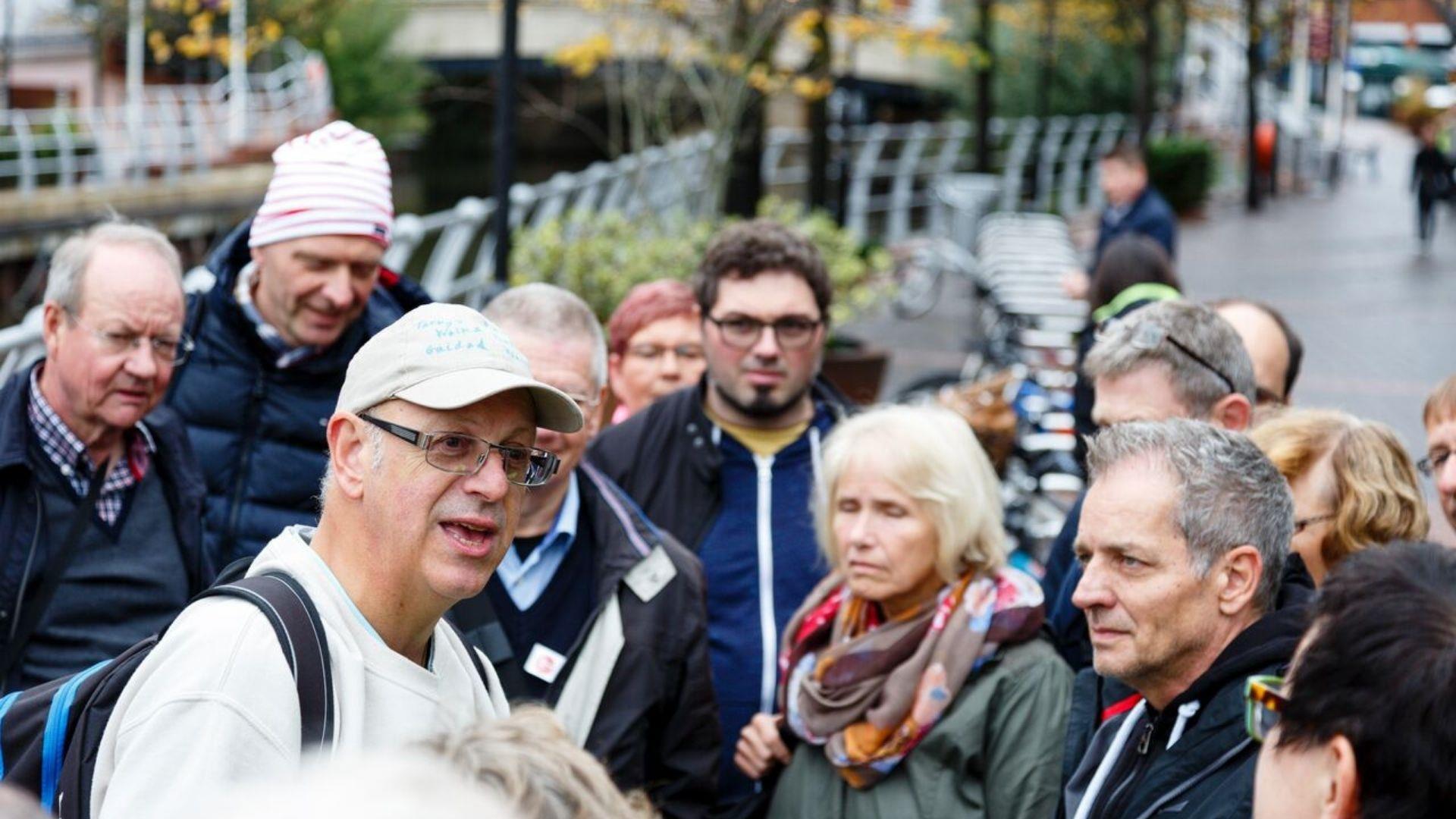 Terry and a group of visitors