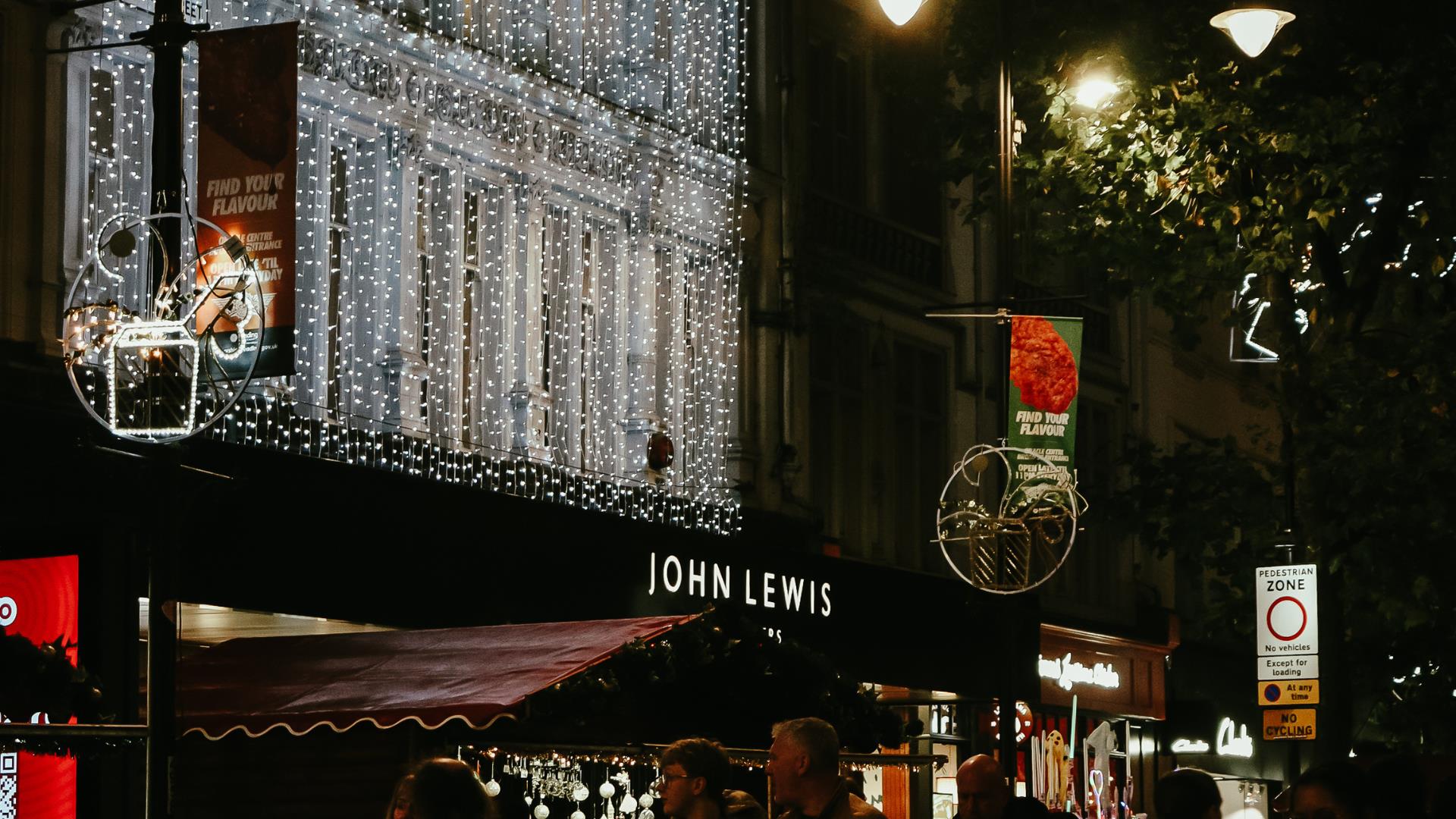 Christmas lights outside John Lewis shop