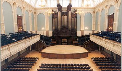 Concert Hall with chairs laid out