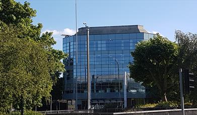 glass fronted office building