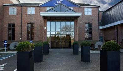 Glass front of hotel