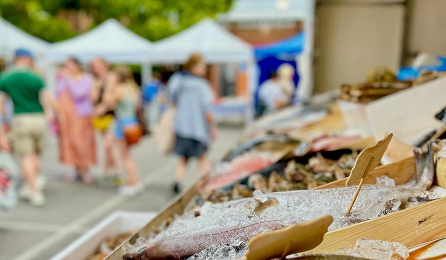 fish on ice at market