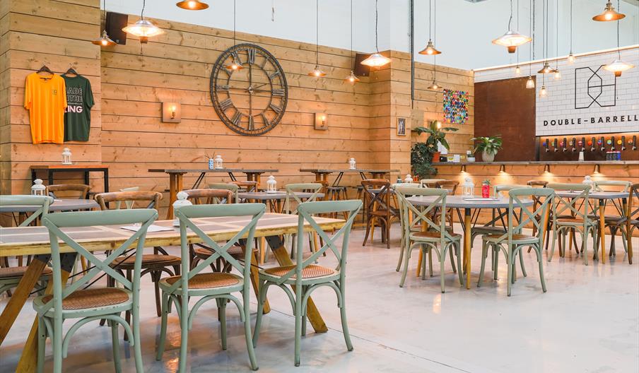 Tables and chairs inside