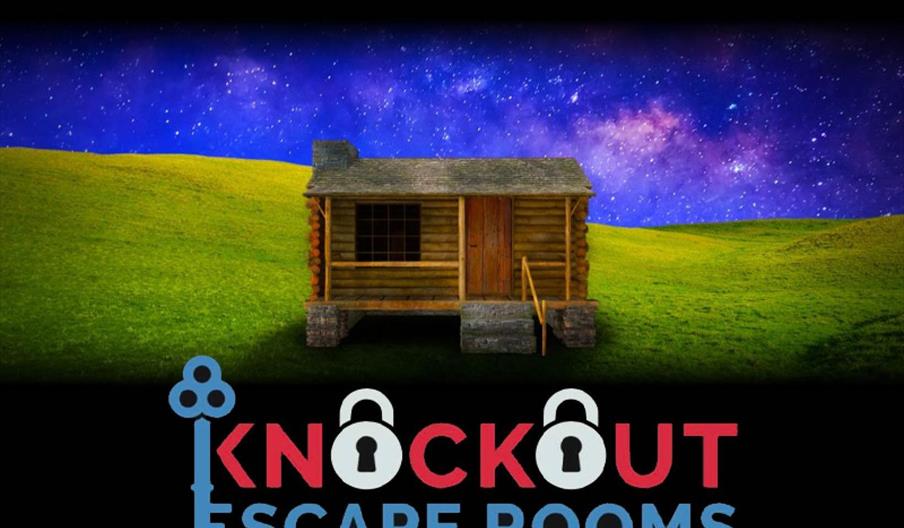 Cabin with logo underneath