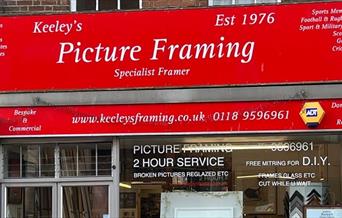 front window of picture framing shop