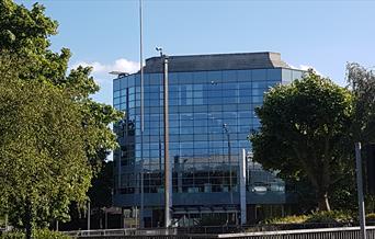 glass fronted office building