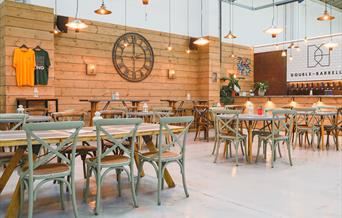 Tables and chairs inside