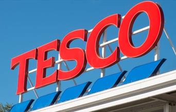 Tesco logo on a store