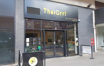 front of Thaigrr restaurant