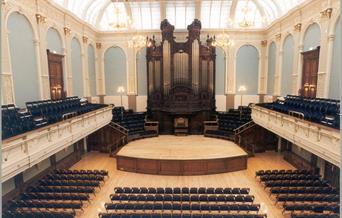 Concert Hall with chairs laid out