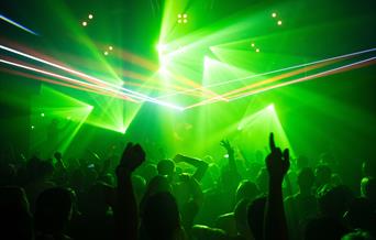 strobe lights in a nightclub