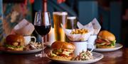Burgers and drinks