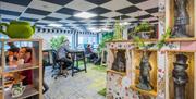 green, bohemian office space