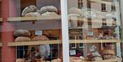 fresh bread in the window