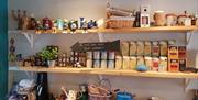 Shelves stocking items to buy