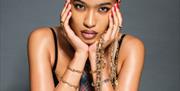 Woman with necklaces and bracelets on