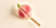 Peach-shaped gelato on stick
