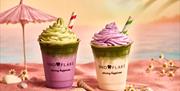 Matcha drinks with whipped cream