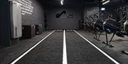 Gym equipment and carpet indoor track