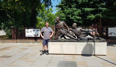 Walk Reading stood next to Trooper Potts memorial