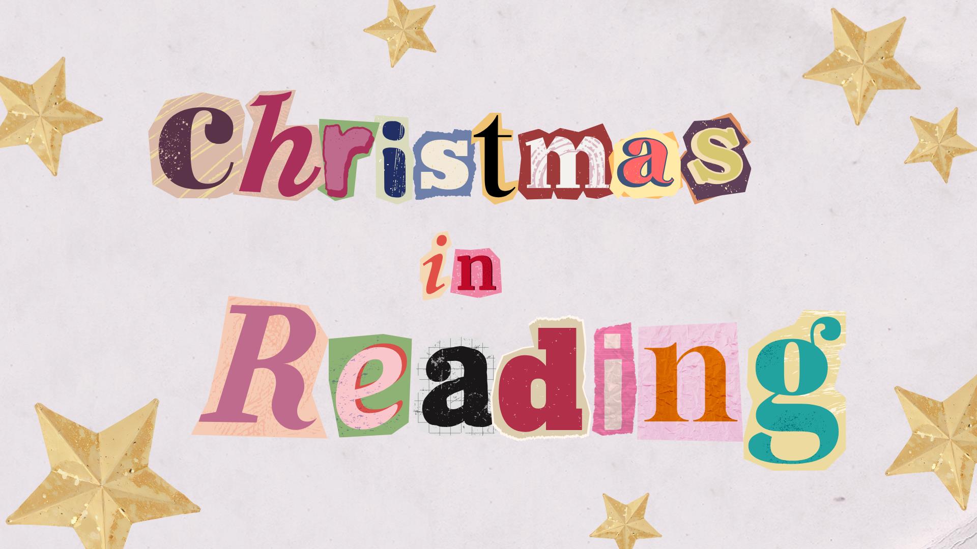 'Christmas in Reading' written in cut-out scrapbook letters
