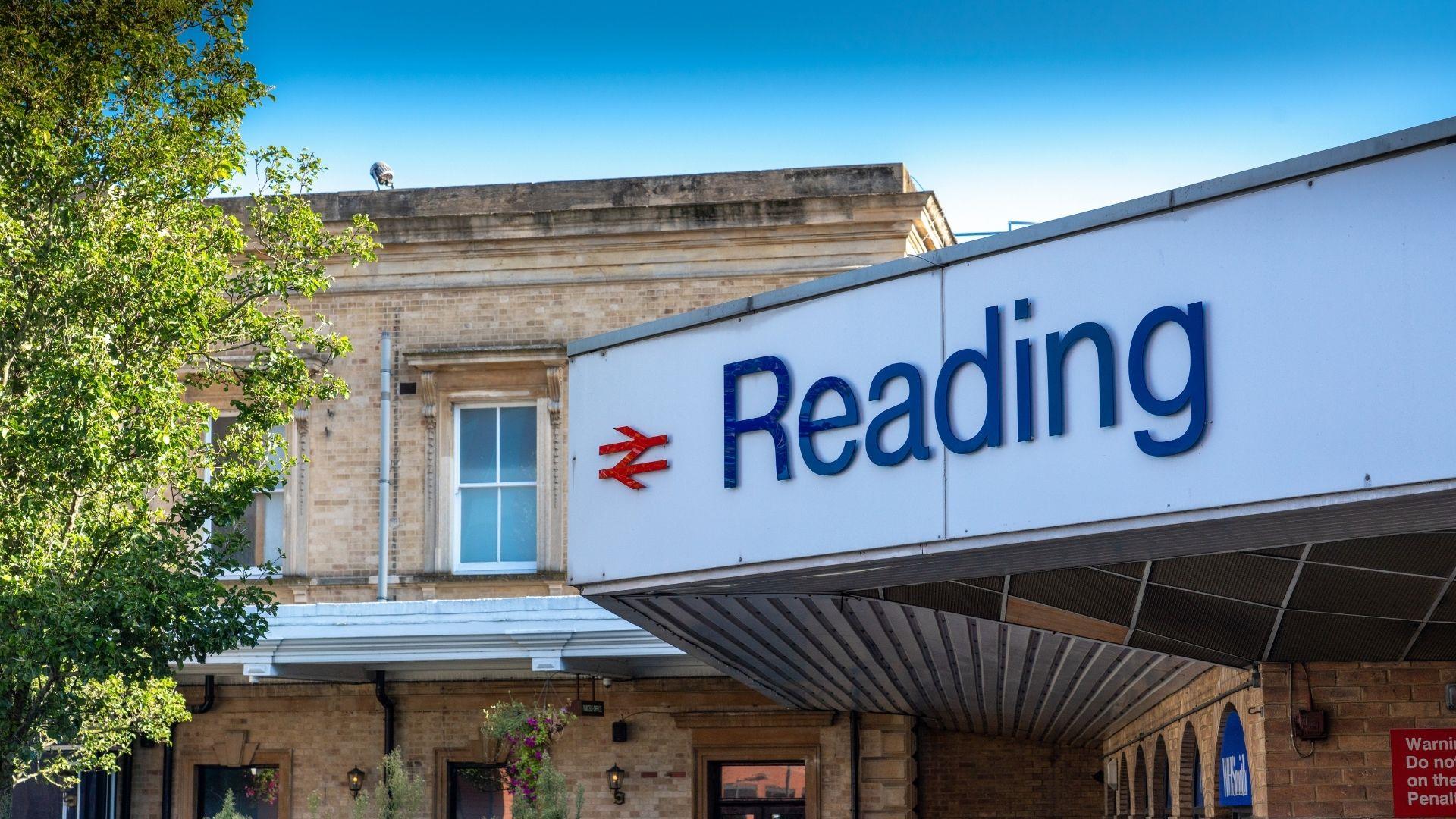 Reading Station sign close up