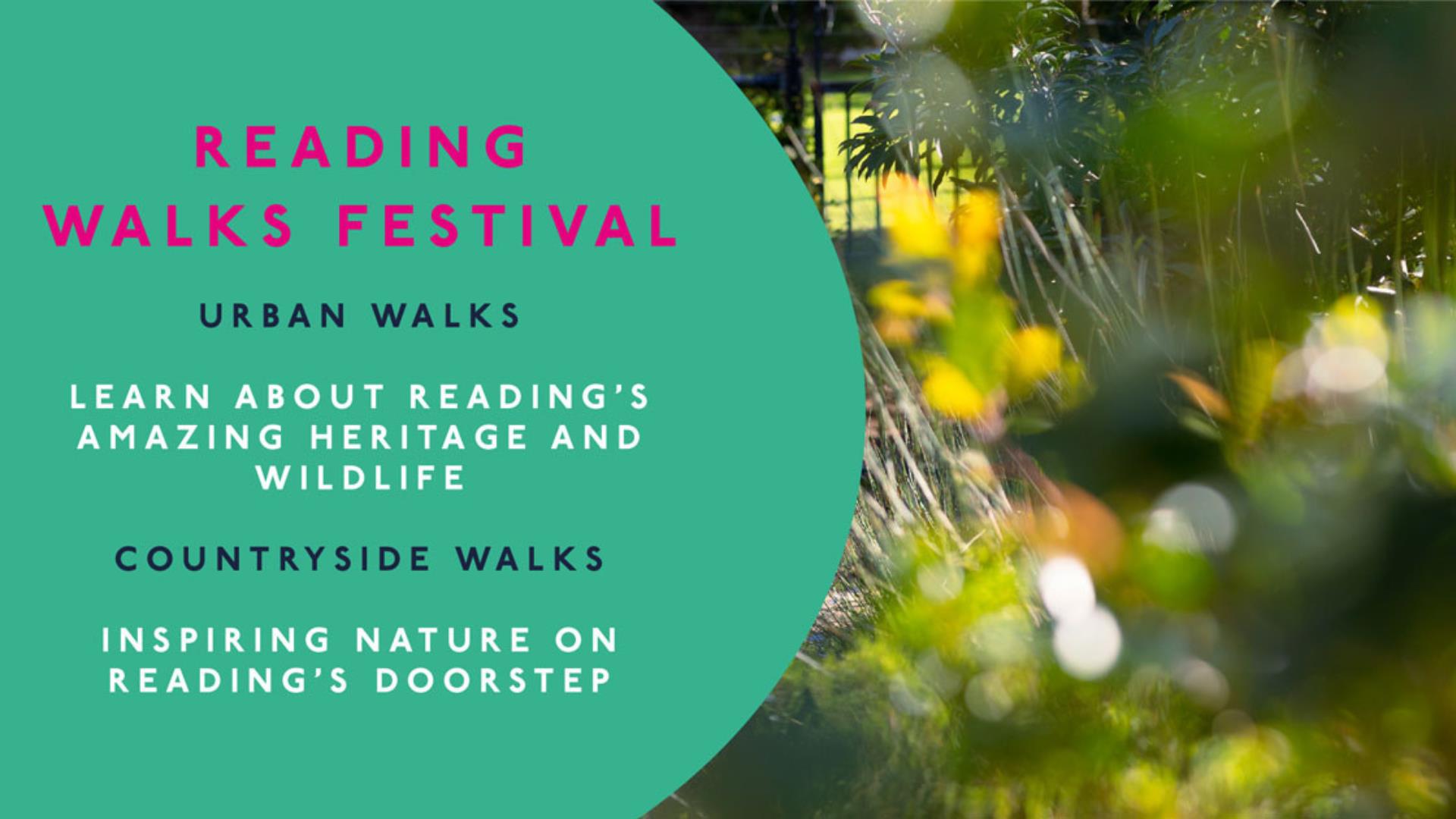 Header graphic with greenery image and Reading Walks Festival messaging