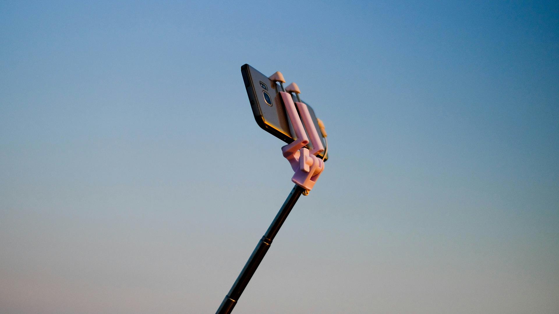 phone on a selfie stick