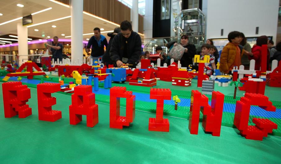 The word Reading in LEGO at Broad Street Mall