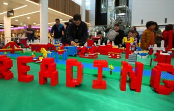 The word Reading in LEGO at Broad Street Mall