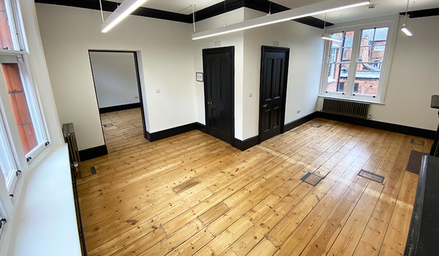 wooden floored office space