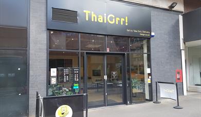 front of Thaigrr restaurant