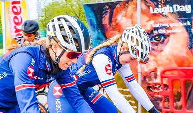 Racing cyclists.