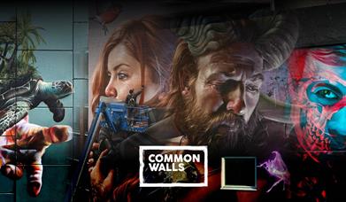 A collage of streets murals, and the Common Walls logo.