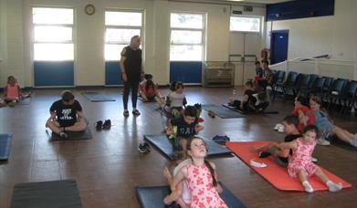 A yoga session with children.