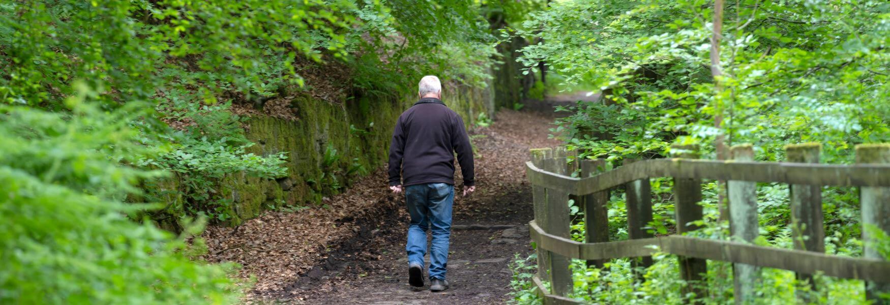 A walker in Healey Dell.