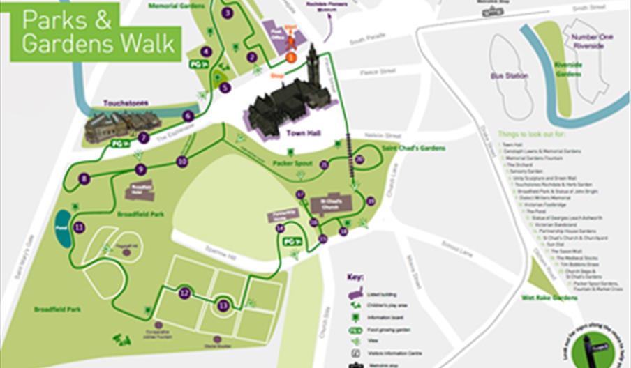 Parks and garden walks in Rochdale Town Centre