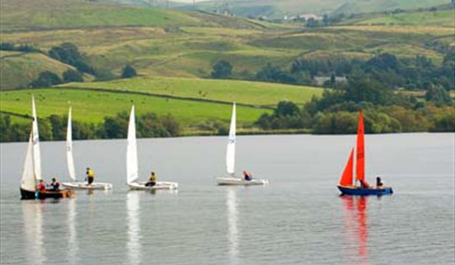 Sailing boats on Hollingworth Lake.