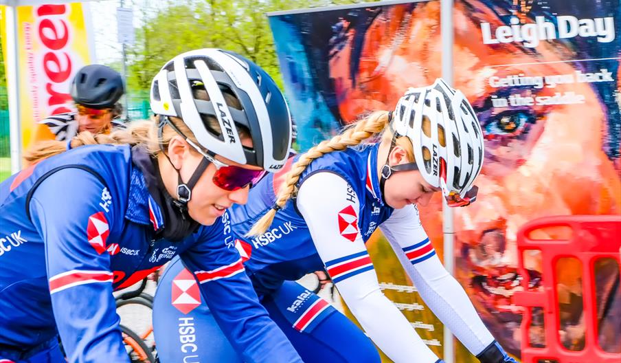Racing cyclists.